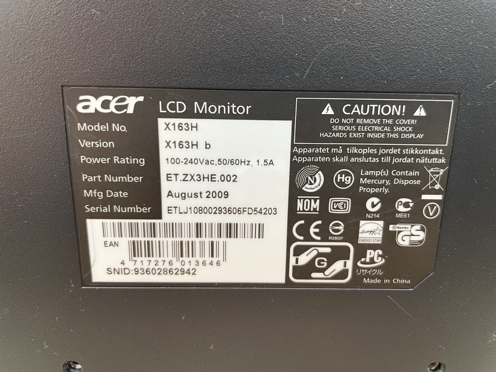 Монитор Acer X163H