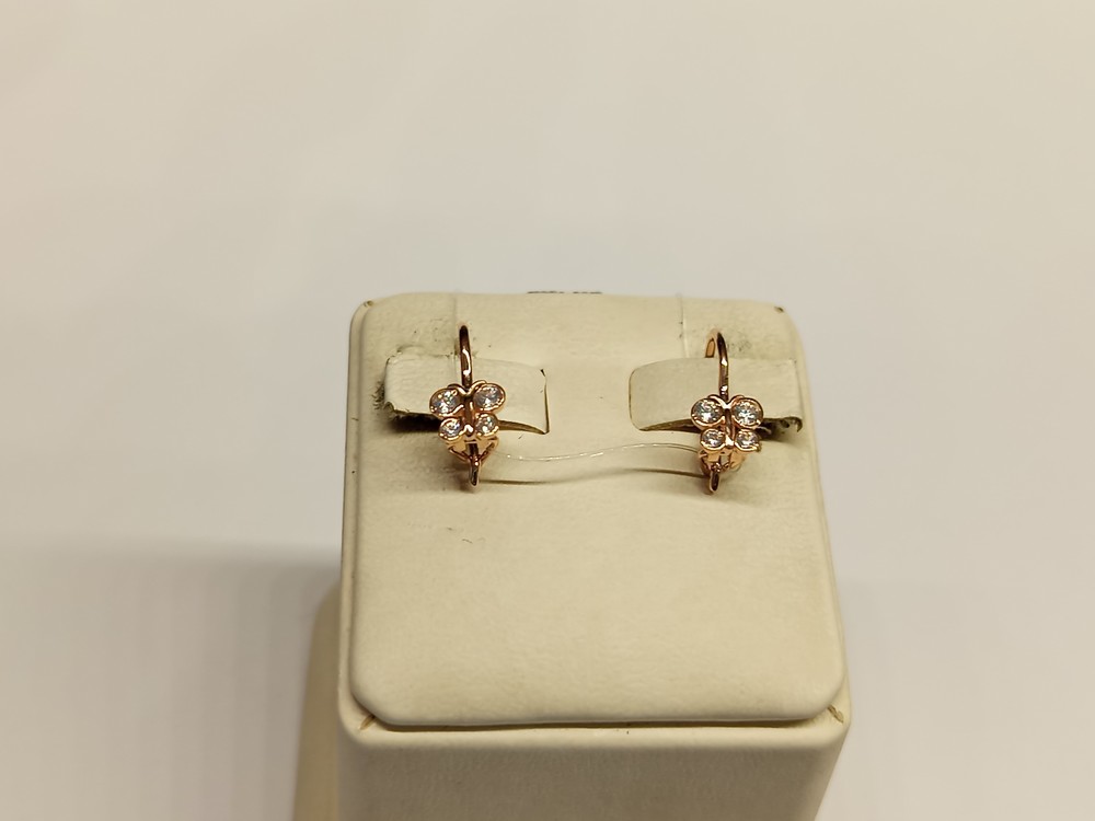 СЕРЬГИ ПЕТЕЛЬКА с камнями (Au 585)