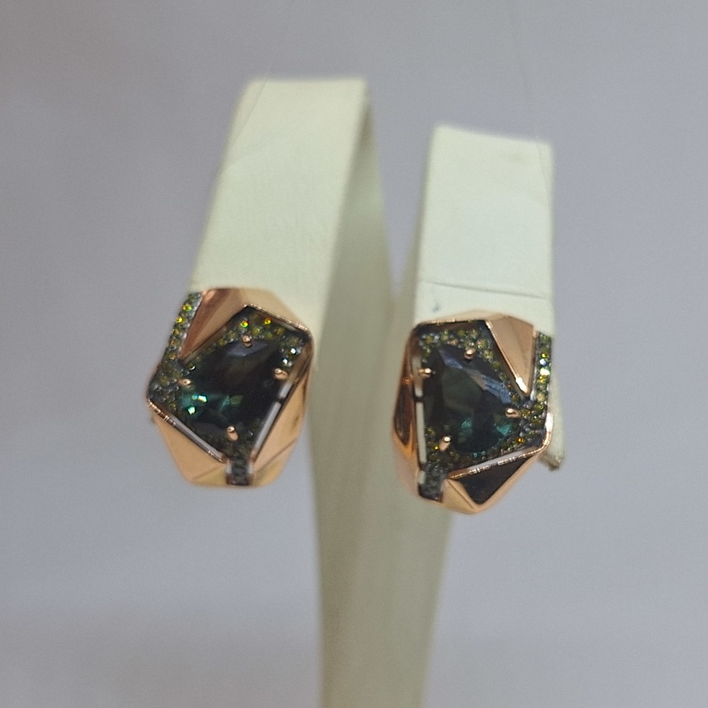 СЕРЬГИ ТУРМАЛИН с камнями (Au 585)