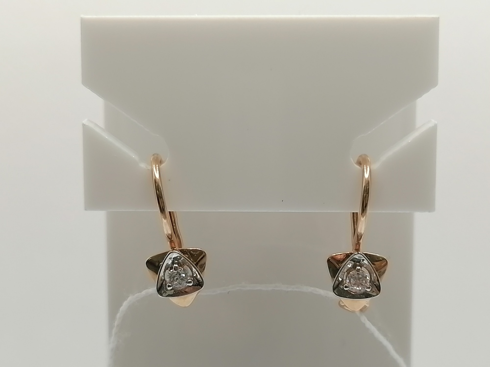 СЕРЬГИ ПЕТЕЛЬКА с камнем (Au 585)