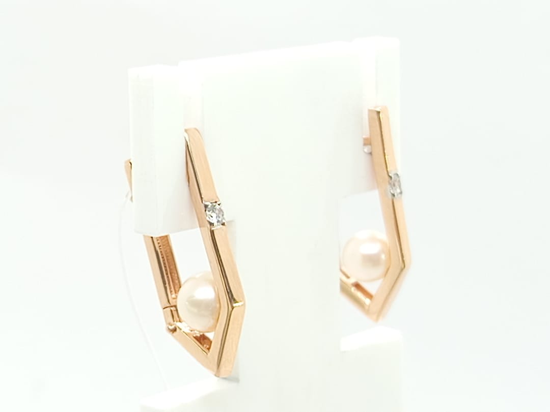 СЕРЬГИ ЖЕМЧУГ с камнями (Au 585)