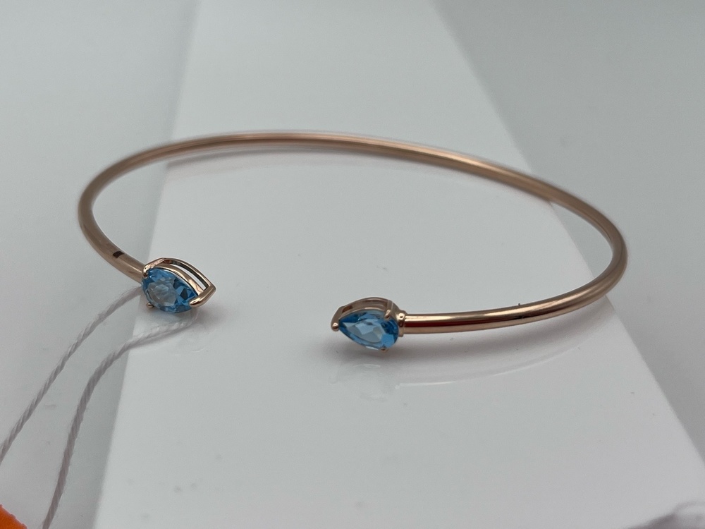 БЖКИ585 БРАСЛЕТ ЖЕСТКИЙ С КАМНЯМИ (Au 585)