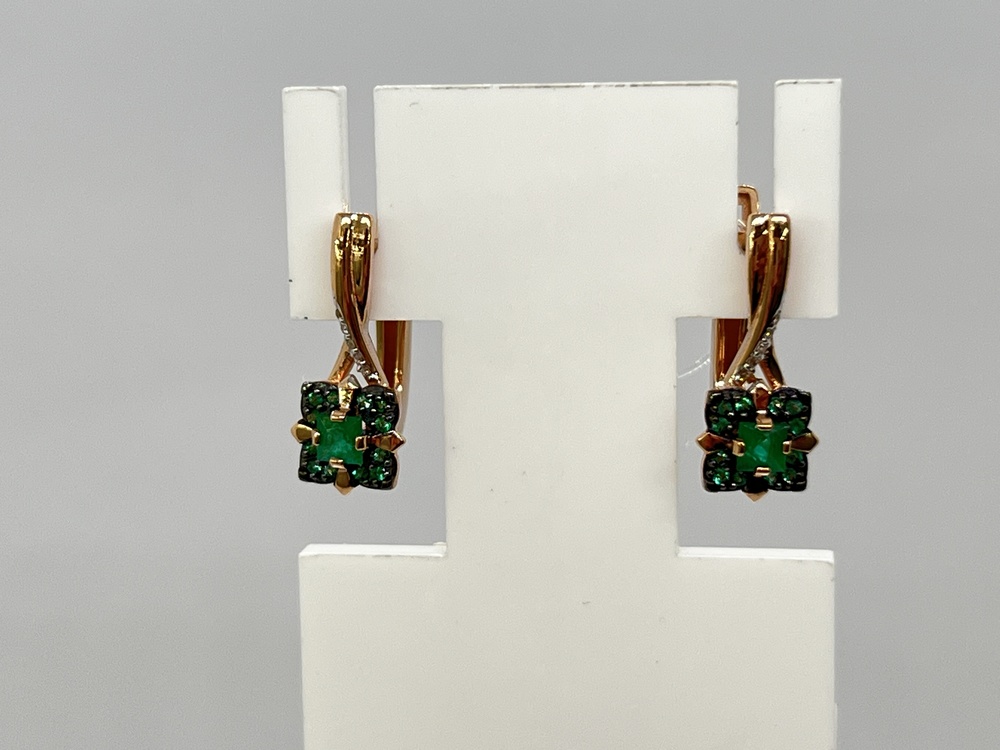 СЕРЬГИ Бриллиант, изумруд (Au 585)