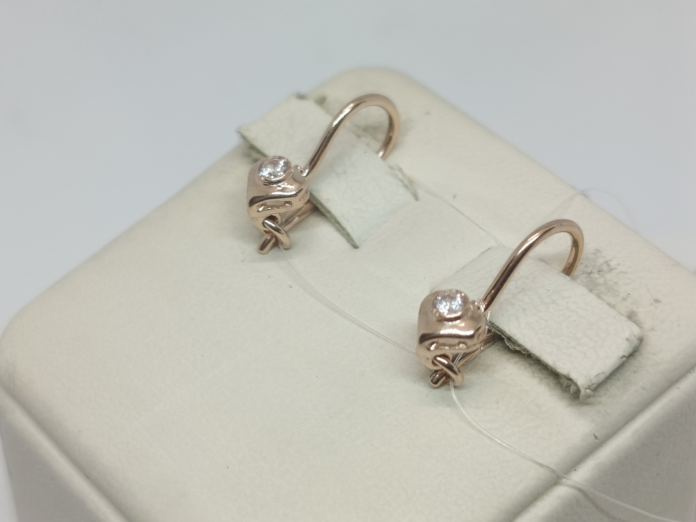 СЕРЬГИ ПЕТЕЛЬКА с камнем (Au 585)