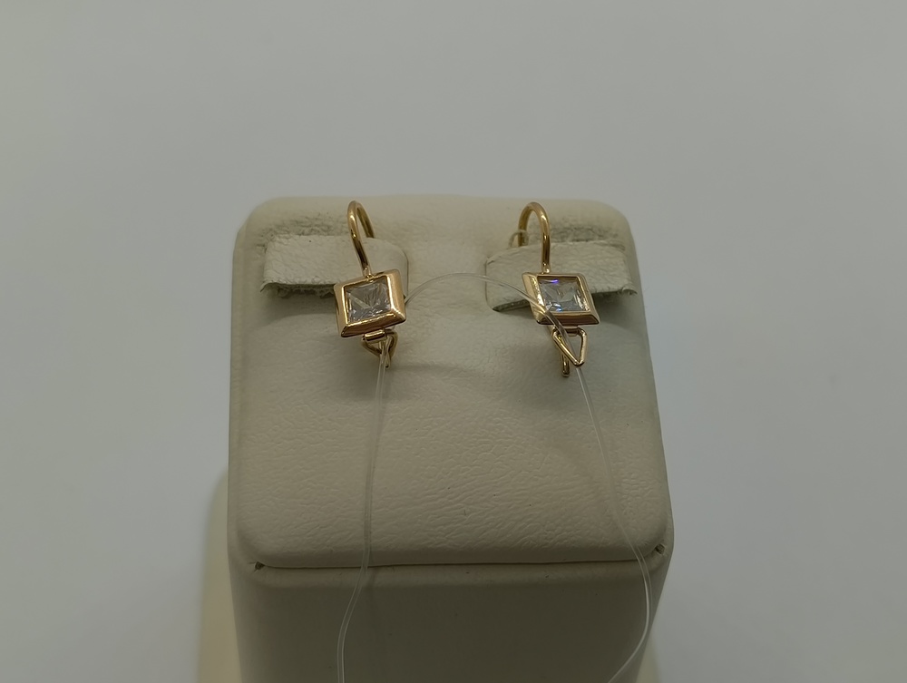 СЕРЬГИ ПЕТЕЛЬКА с камнем (Au 585)