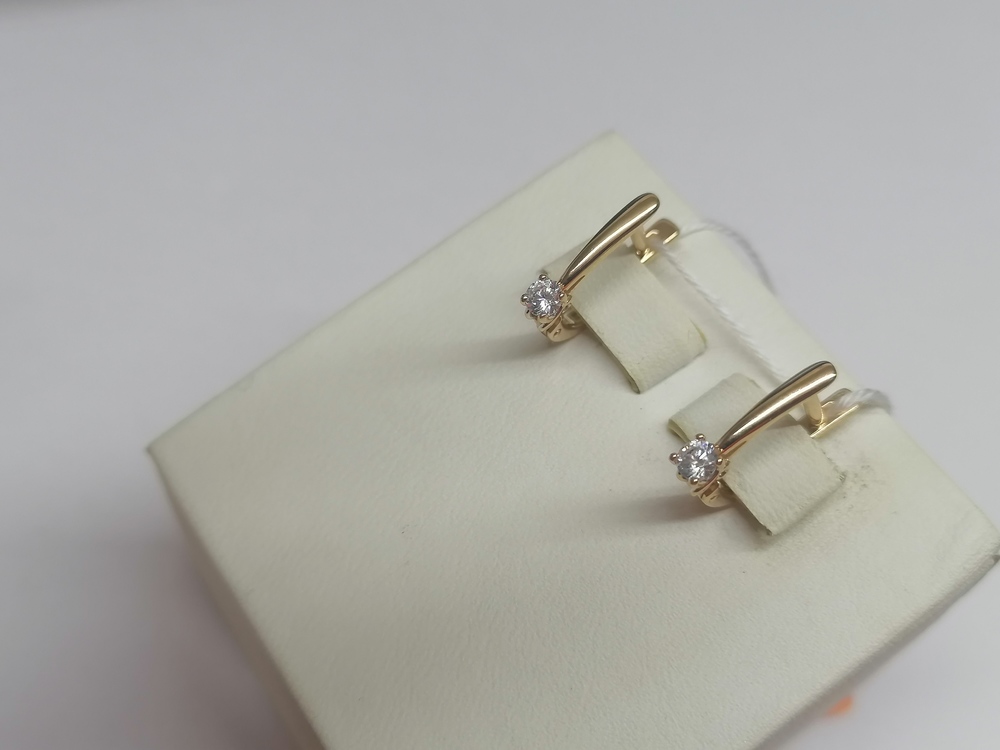 СКМ585 СЕРЬГИ С КАМНЕМ (Au 585)