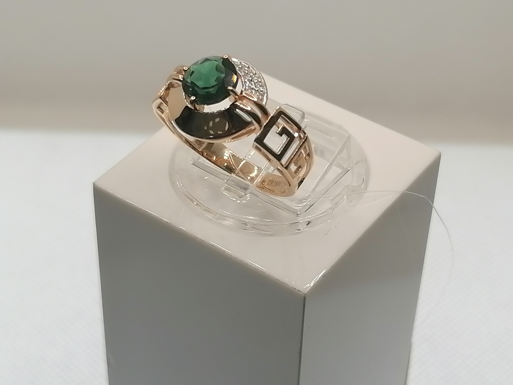 КОЛЬЦО ТУРМАЛИН с камнями (Au 585)