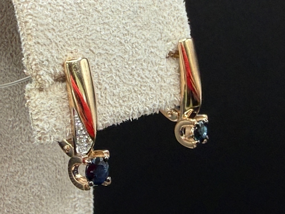 СЕРЬГИ Бриллиант, сапфир (Au 585)