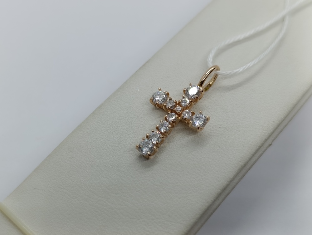 ПОДВЕСКА КРЕСТ С КАМНЯМИ (Au 585)