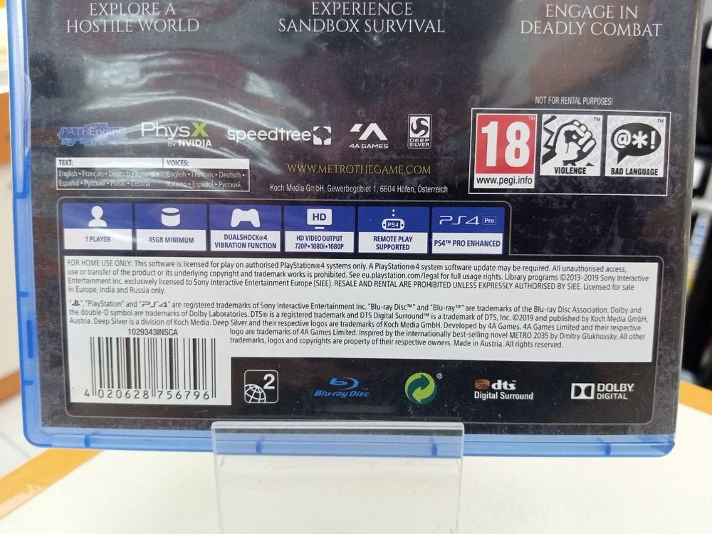 Игра Playstation 4 METRO исход