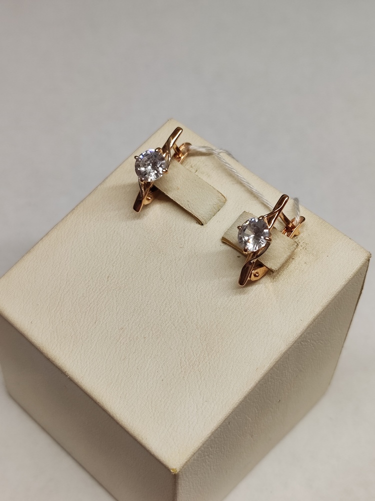 СКМ585 СЕРЬГИ С КАМНЕМ (Au 585)