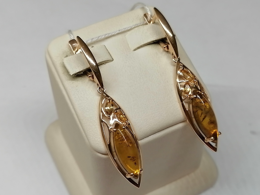СКМИ585 СЕРЬГИ С КАМНЯМИ (Au 585)
