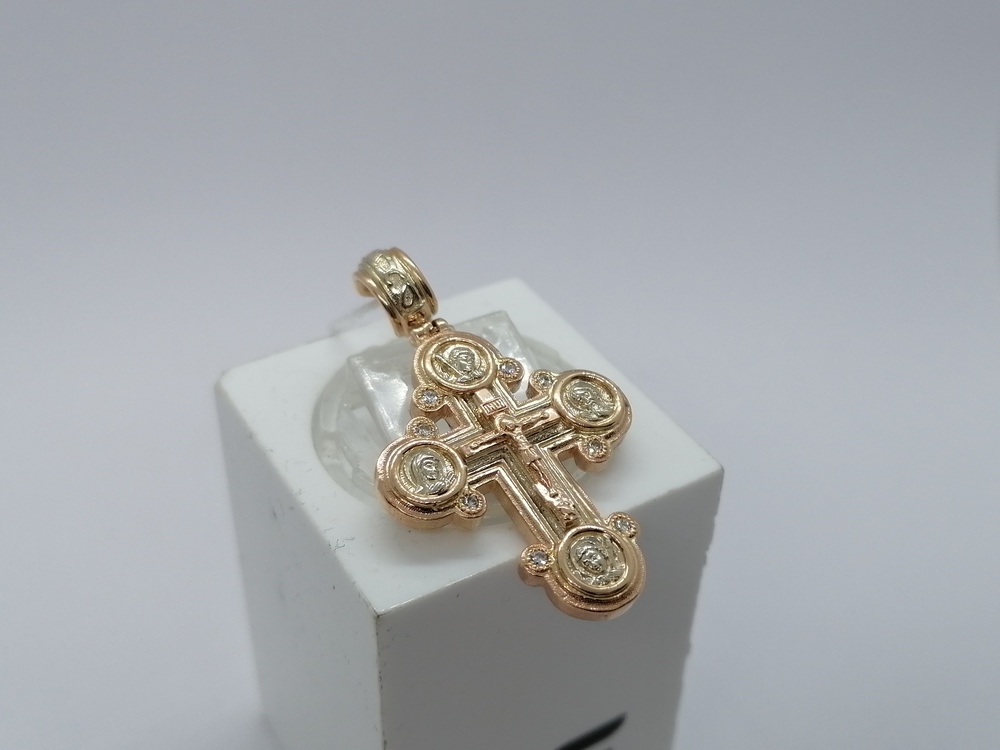 ПОДККИ585 ПОДВЕСКА КРЕСТ С КАМНЯМИ (Au 585)