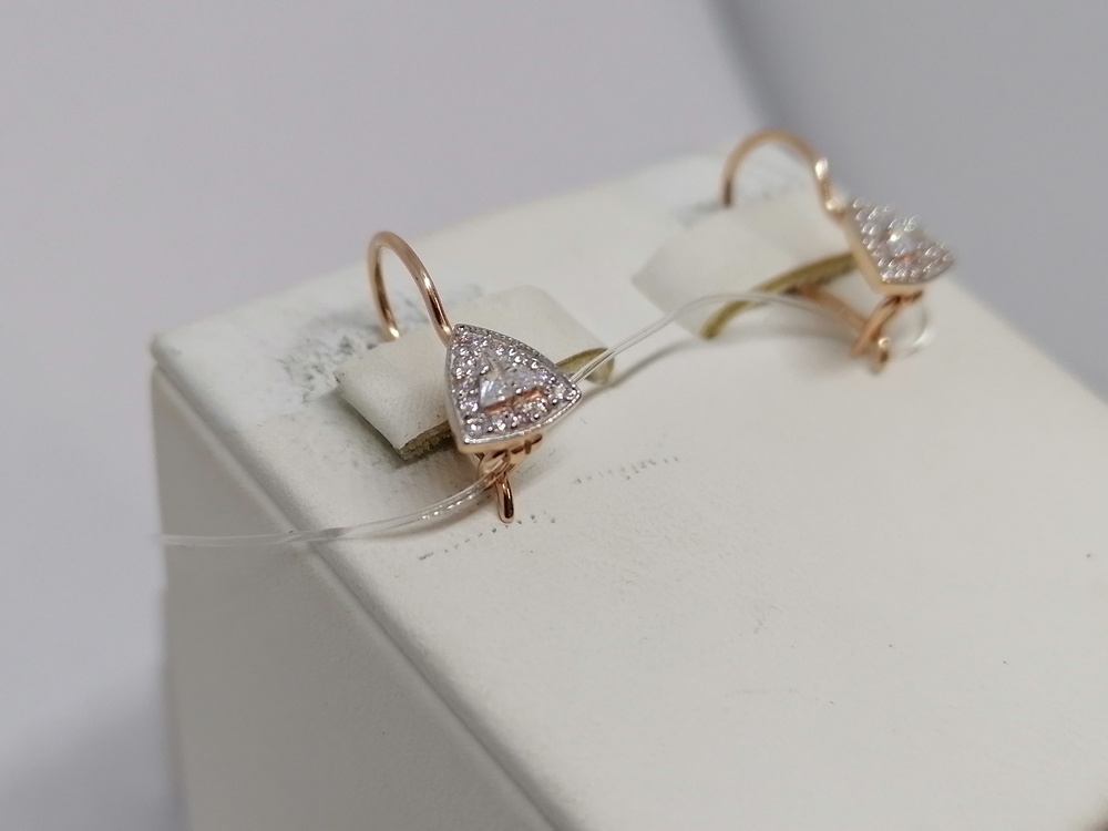 СЕРЬГИ ПЕТЕЛЬКА с камнями (Au 585)