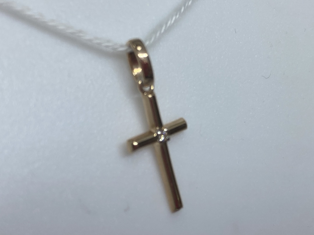 ПОДККИ585 ПОДВЕСКА КРЕСТ С КАМНЕМ (Au 585)