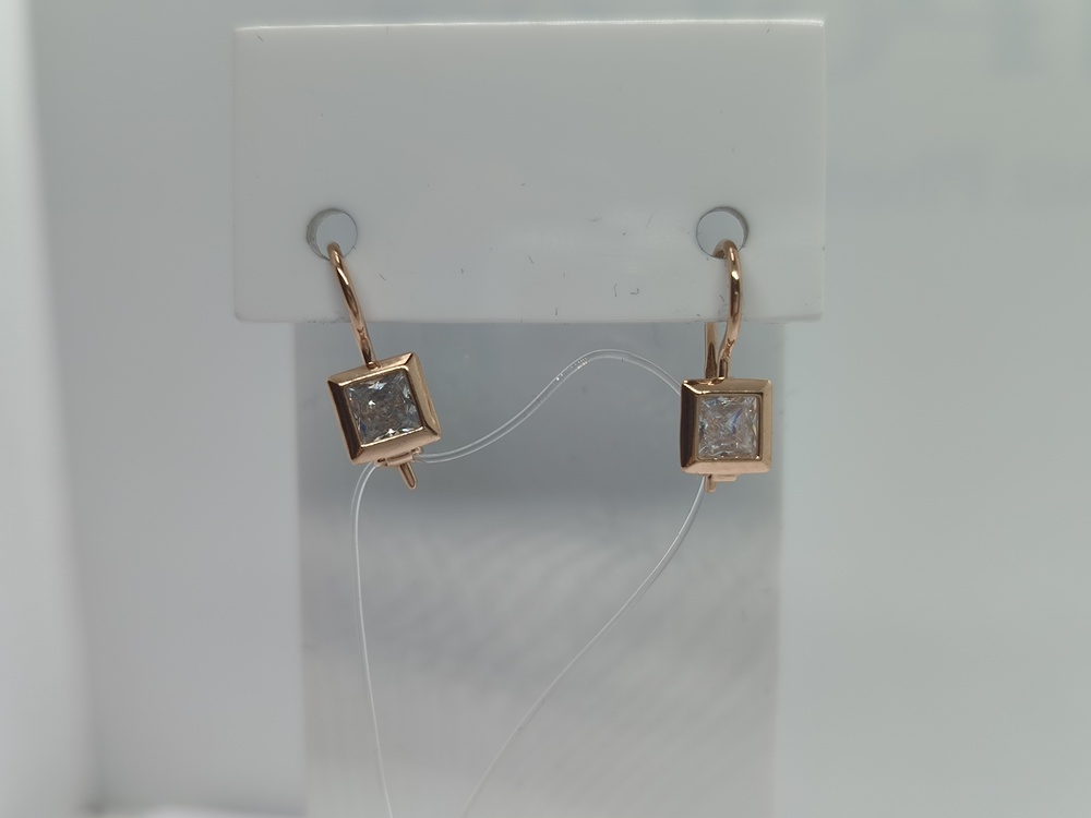 СЕРЬГИ ПЕТЕЛЬКА с камнем (Au 585)