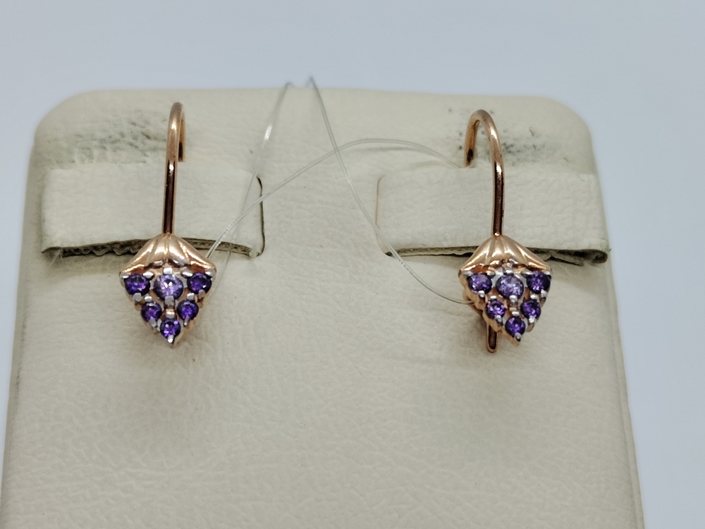 С13211234 СЕРЬГИ ПЕТЕЛЬКА с камнями (Au 585)