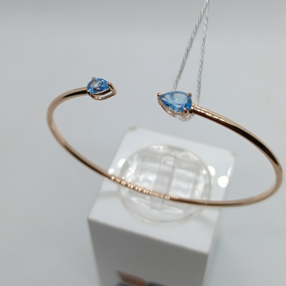 БЖКИ585 БРАСЛЕТ ЖЕСТКИЙ С КАМНЯМИ (Au 585)