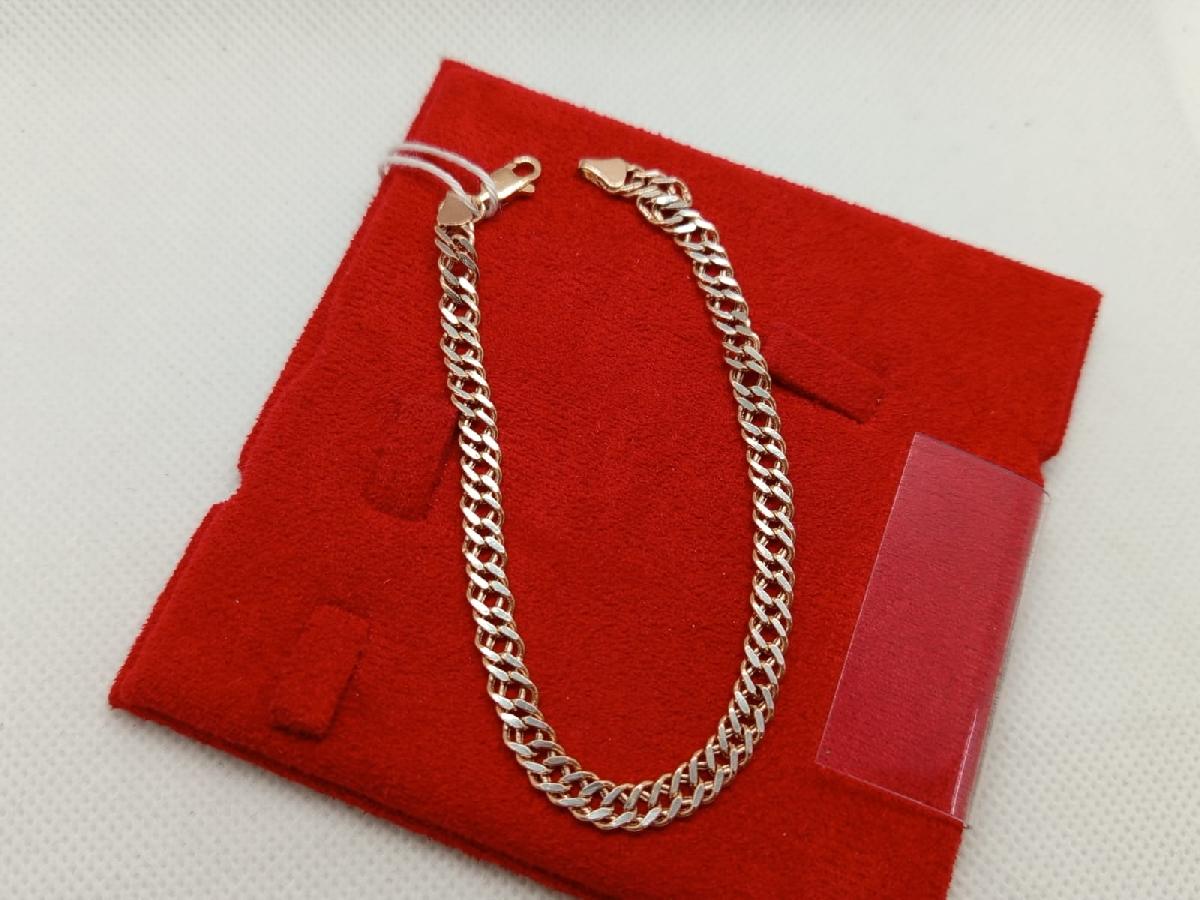 БРАСЛЕТ ПУСТОТЕЛЫЙ Ромб двойной Au 585