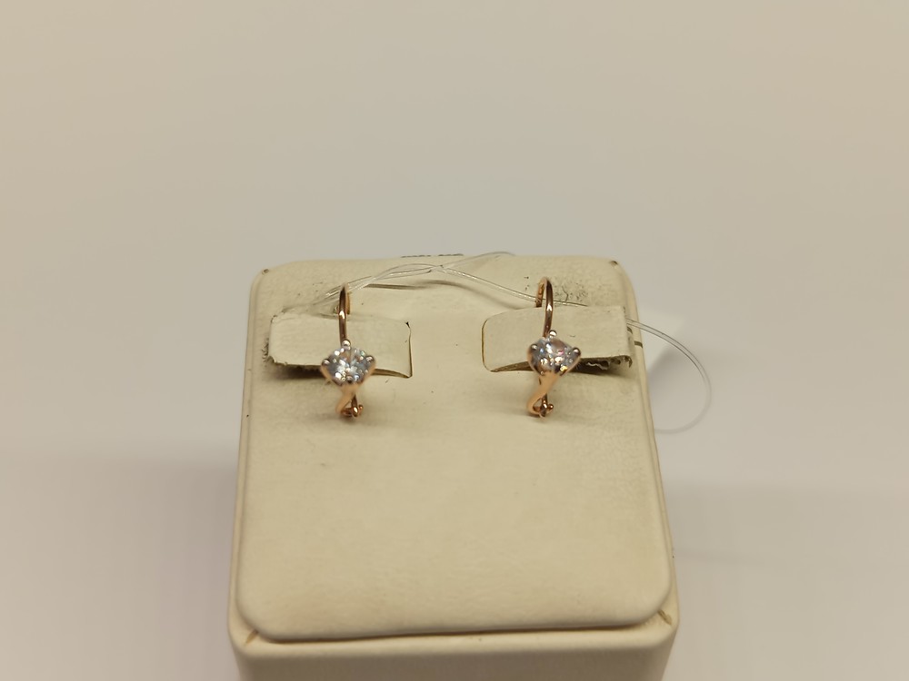 СЕРЬГИ ПЕТЕЛЬКА с камнем (Au 585)