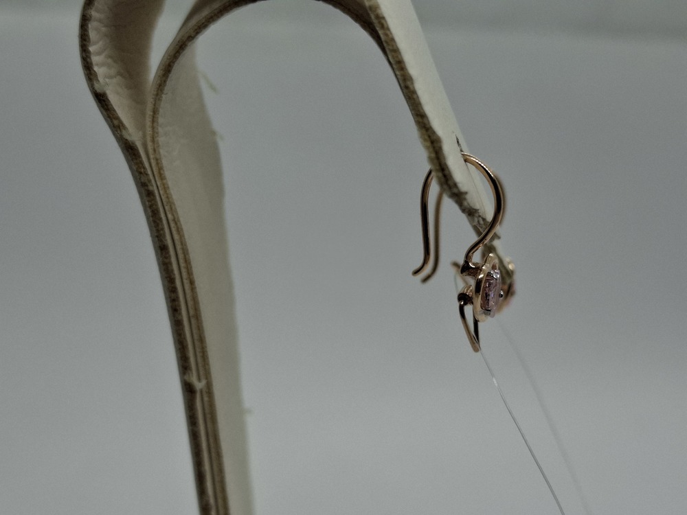 СЕРЬГИ ПЕТЕЛЬКА с камнем (Au 585)