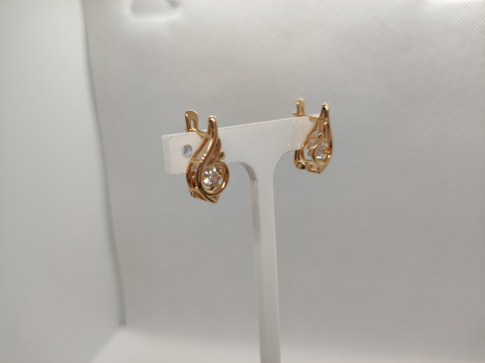 СКМ585 СЕРЬГИ С КАМНЕМ (Au 585)