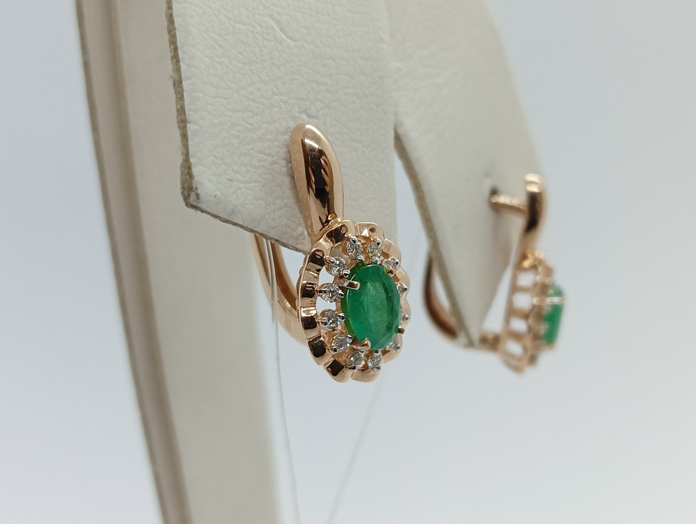 СЕРЬГИ Бриллиант, изумруд (Au 585)
