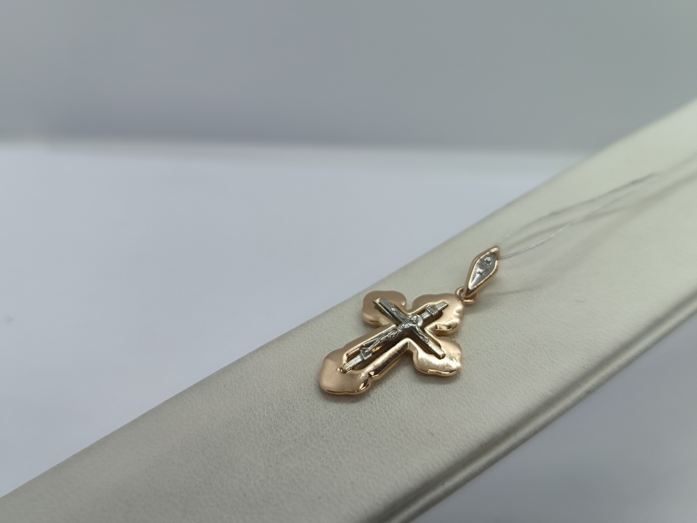 ПОДВЕСКА КРЕСТ С КАМНЕМ (Au 585)