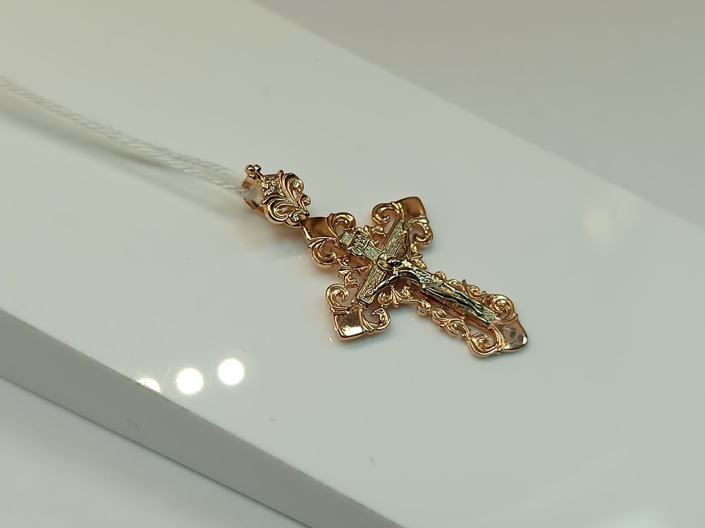 ПОДВЕСКА КРЕСТ С КАМНЕМ (Au 585)