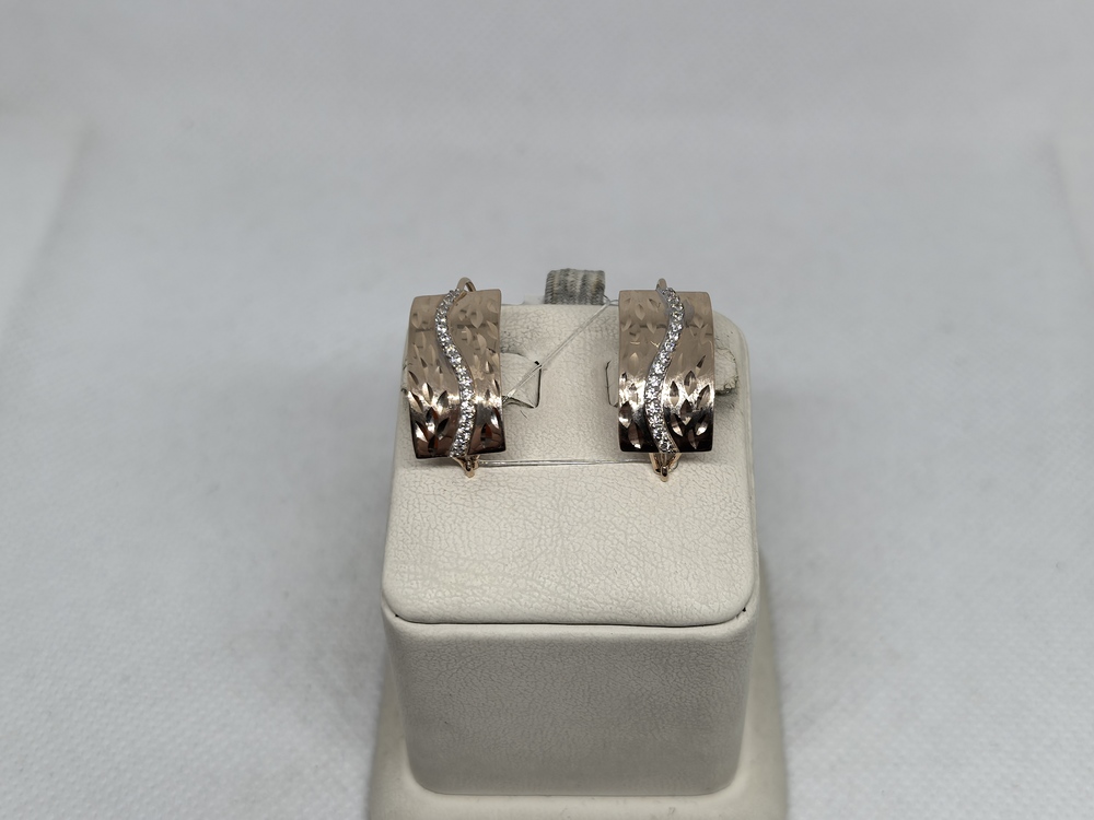 СЕРЬГИ ПЕТЕЛЬКА с камнями (Au 585)