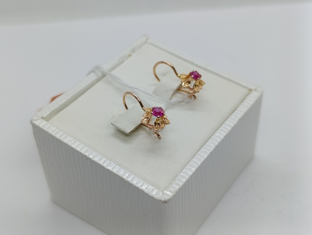 СКМ583 СЕРЬГИ С КАМНЕМ (Au 583)