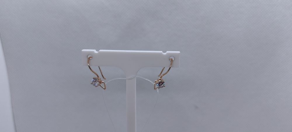 СЕРЬГИ ПЕТЕЛЬКА с камнем (Au 585)