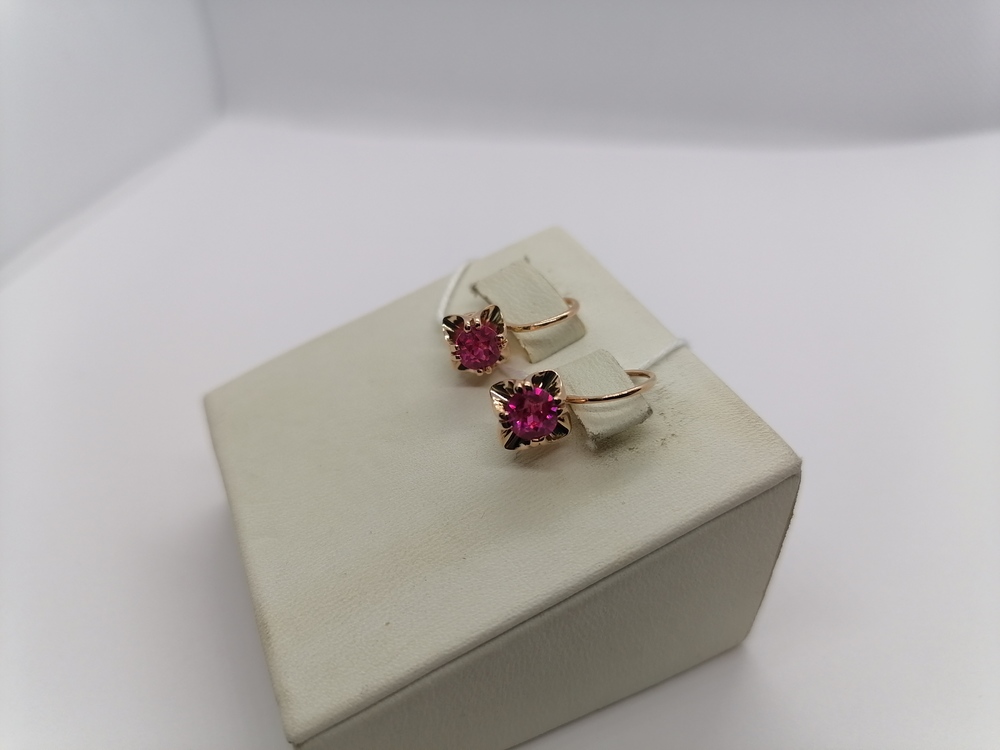 СКМ583 СЕРЬГИ С КАМНЕМ (Au 583)