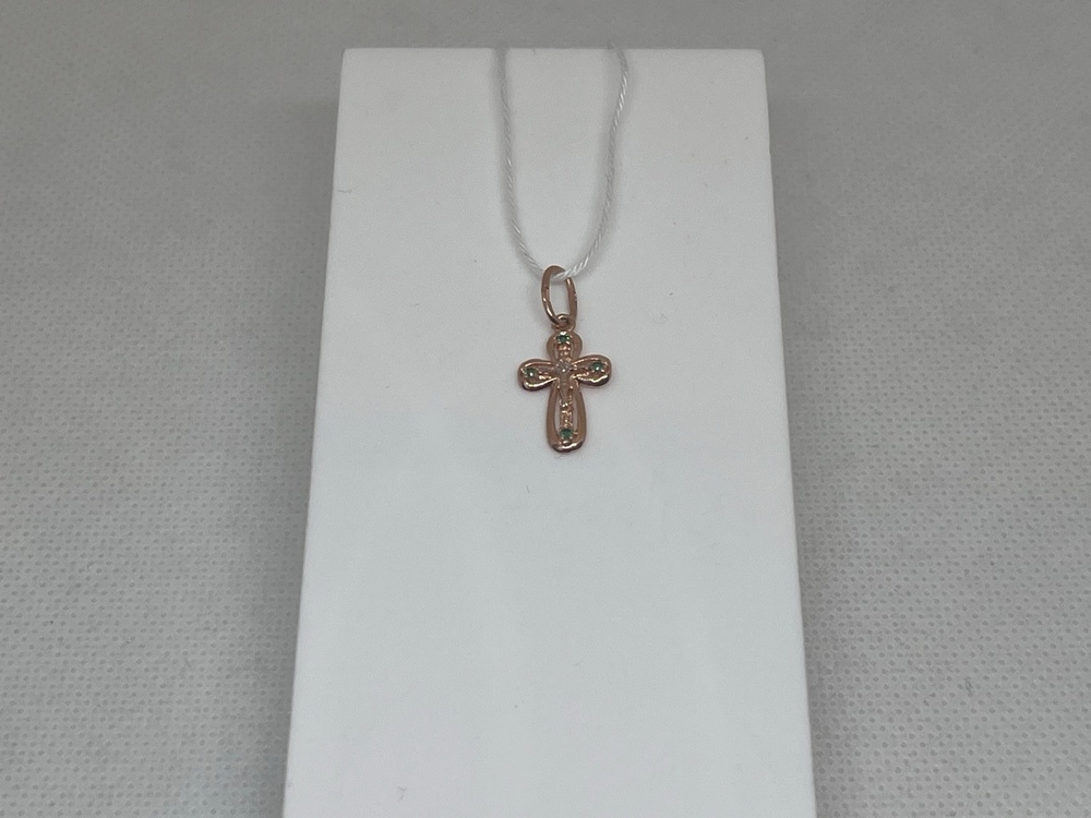 ПОДККИ585 ПОДВЕСКА КРЕСТ С КАМНЯМИ (Au 585)