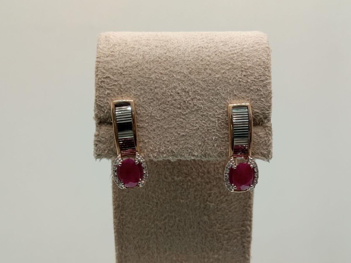 СЕРЬГИ Бриллиант, рубин (Au 585)