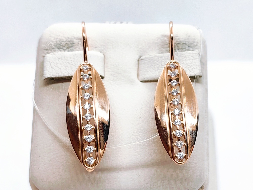 СЕРЬГИ ПЕТЕЛЬКА с камнями (Au 585)