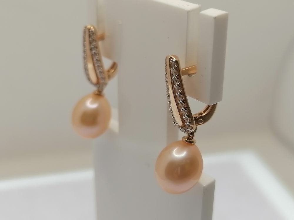 СЕРЬГИ ЖЕМЧУГ с камнями (Au 585)