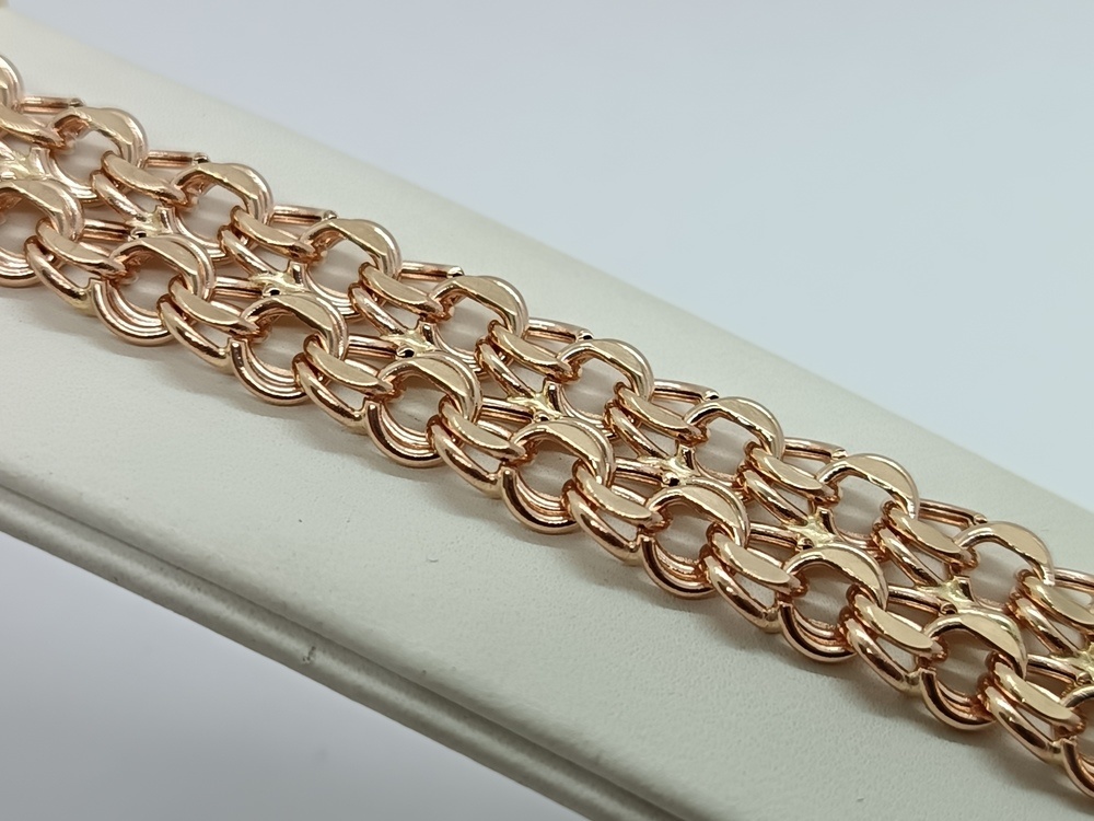 Бисмарк Б100 Двухрядный БРАСЛЕТ ПУСТОТЕЛЫЙ Бисмарк (Au 585)