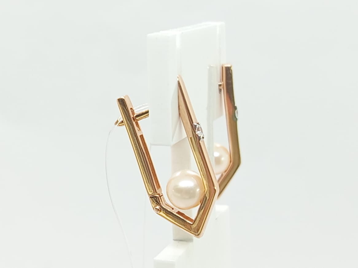 СЕРЬГИ ЖЕМЧУГ с камнями (Au 585)