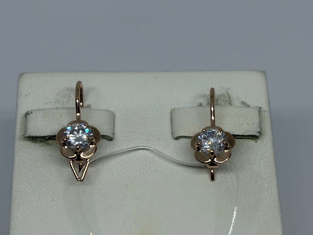 СЕРЬГИ ПЕТЕЛЬКА с камнем (Au 585)