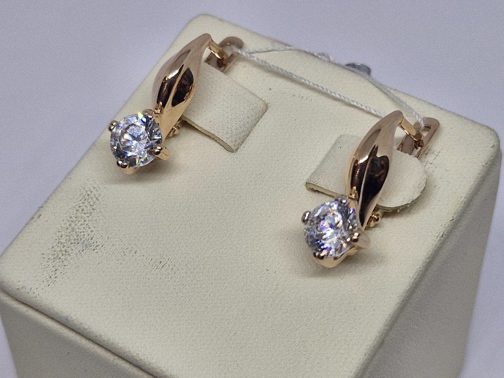 СКМ585 СЕРЬГИ С КАМНЕМ (Au 585)