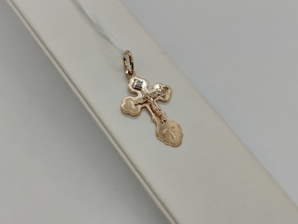 ПОДККИ585 ПОДВЕСКА КРЕСТ С КАМНЕМ (Au 585)