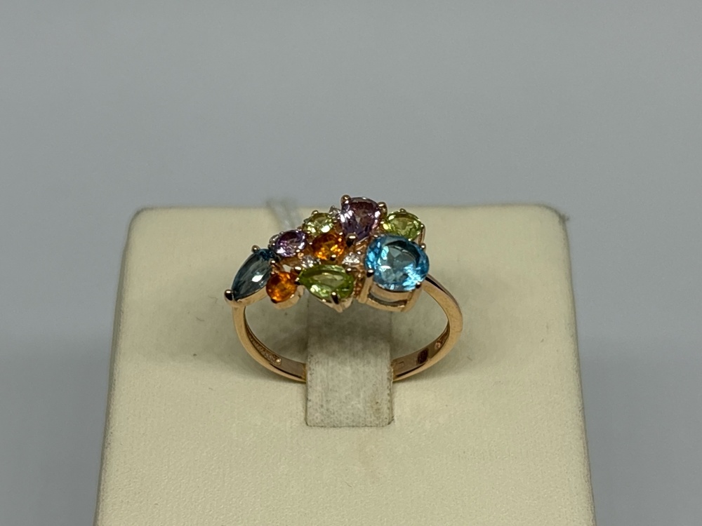 КОЛЬЦО С КАМНЯМИ (Au 585)