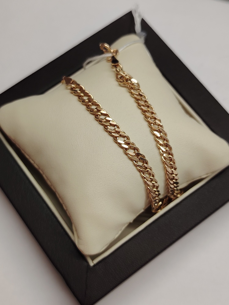 БРАСЛЕТ ПУСТОТЕЛЫЙ Ромб двойной Au 585