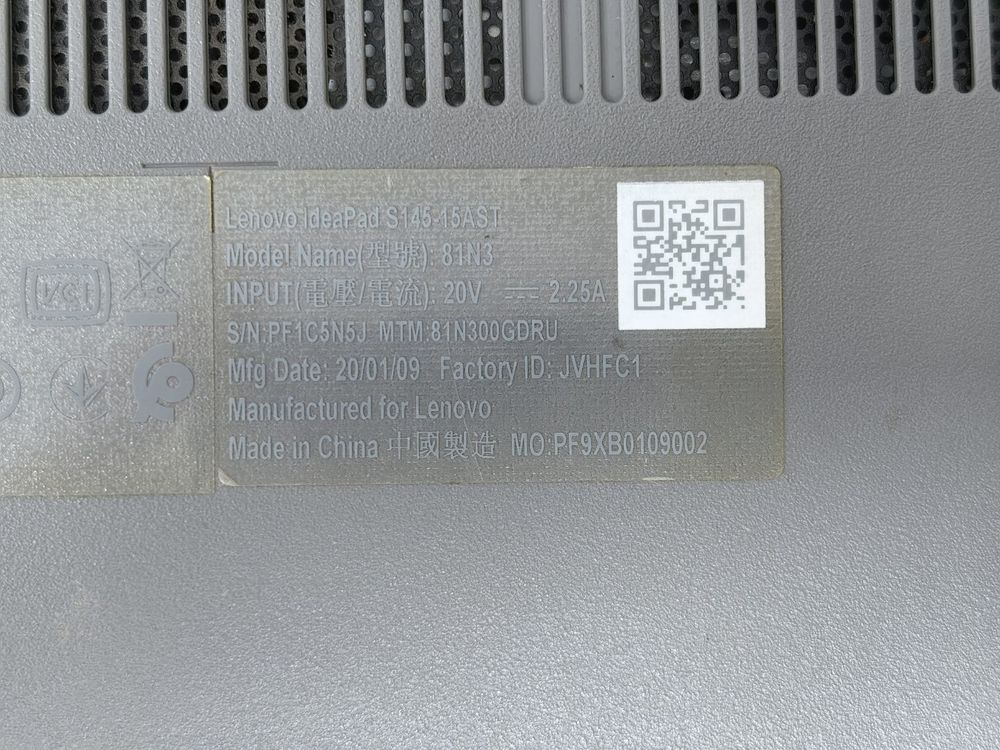 Ноутбук Lenovo S145; A4-9125, Radeon R3 series, 4 Гб, 128 Гб, Нет
