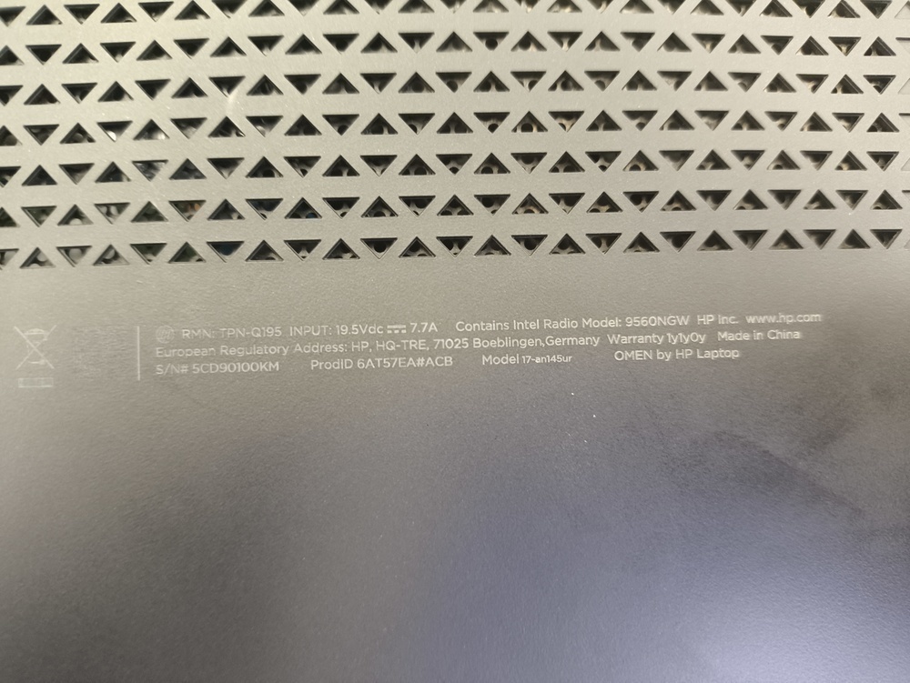 Ноутбук HP; Core i7-8750H, GeForce GTX 1050 Ti, 16 Гб, 256 Гб, 1 Tb