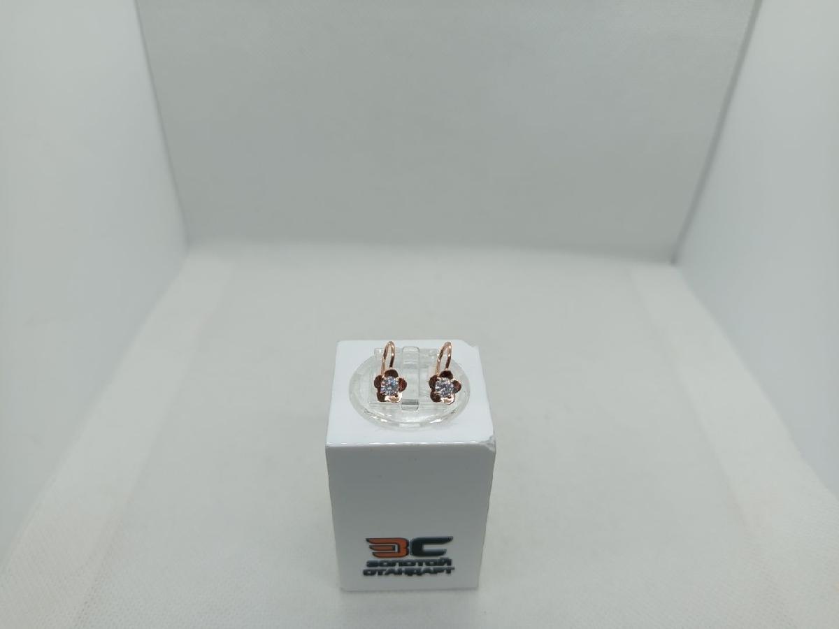 СЕРЬГИ ПЕТЕЛЬКА с камнем (Au 585)