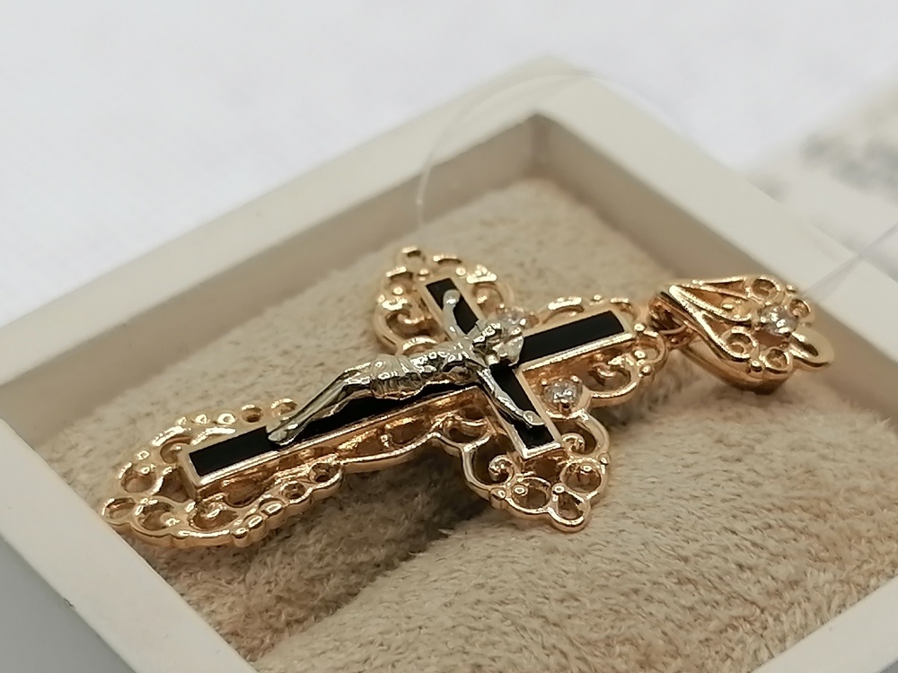 ПОДВЕСКА КРЕСТ с камнями (Au 585)