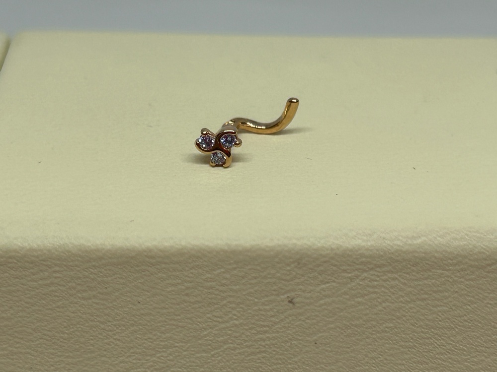 060106 ПИРСИНГ В НОС с камнями (Au 585)