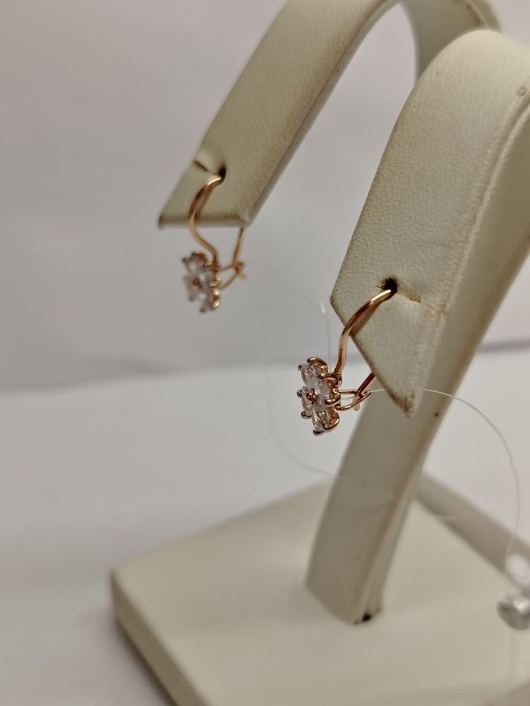 СЕРЬГИ ПЕТЕЛЬКА с камнями (Au 585)